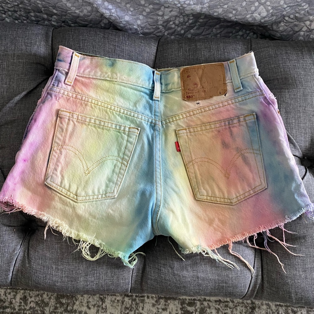 Tie Dye original Levi’s denim shorts